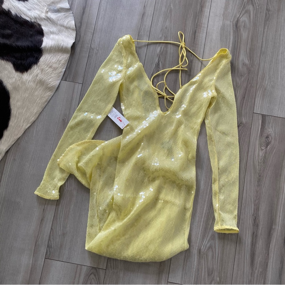 Bardot Lemon Sequin Dress